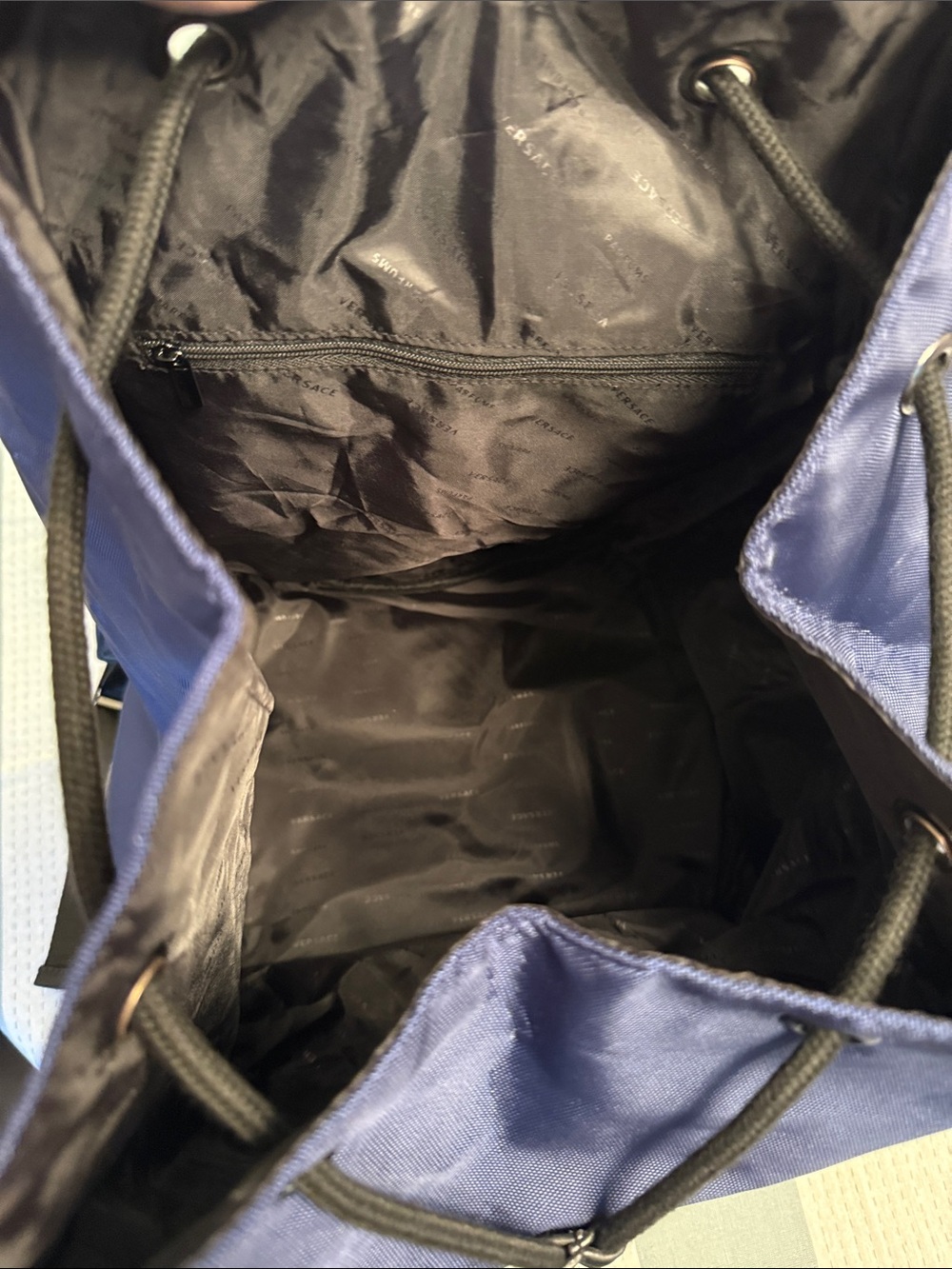 Men's Navy Drawstring Backpack - Picture 6 of 10